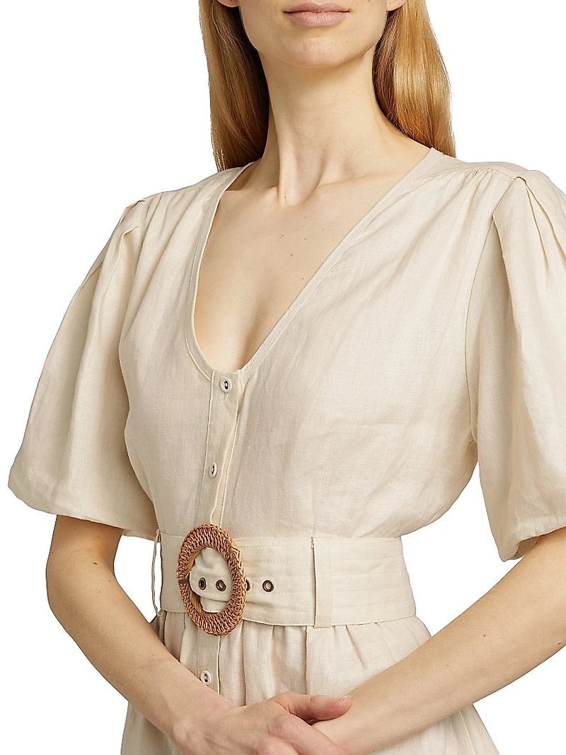 Gwyneth Tie-Waist Linen Minidress