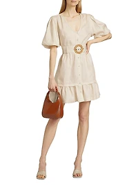 Gwyneth Tie-Waist Linen Minidress