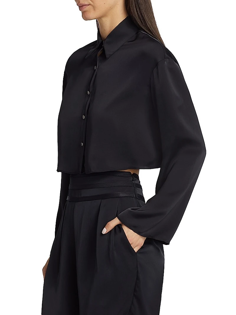 Skyla Satin Crop Shirt