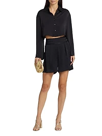 Skyla Satin Crop Shirt