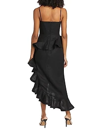 Harmony Tango Linen Asymmetric Midi-Dress