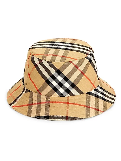 Equestrian Knight Design Check Bucket Hat