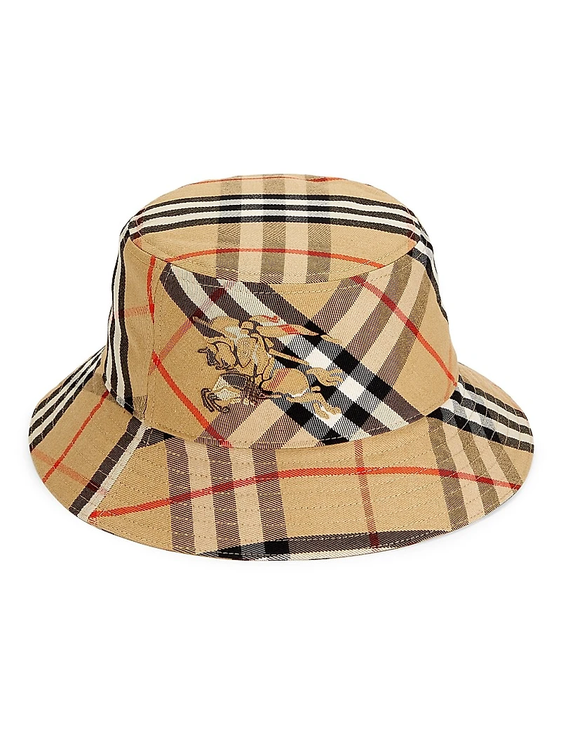 Equestrian Knight Design Check Bucket Hat