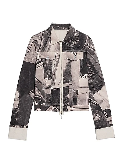 Printed Zip-Up Trucker Jacket