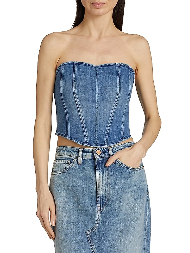 Crop Denim Corset Top