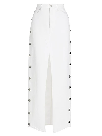 Elizabella Studded Denim Maxi Skirt