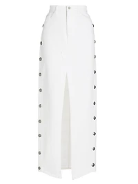 Elizabella Studded Denim Maxi Skirt