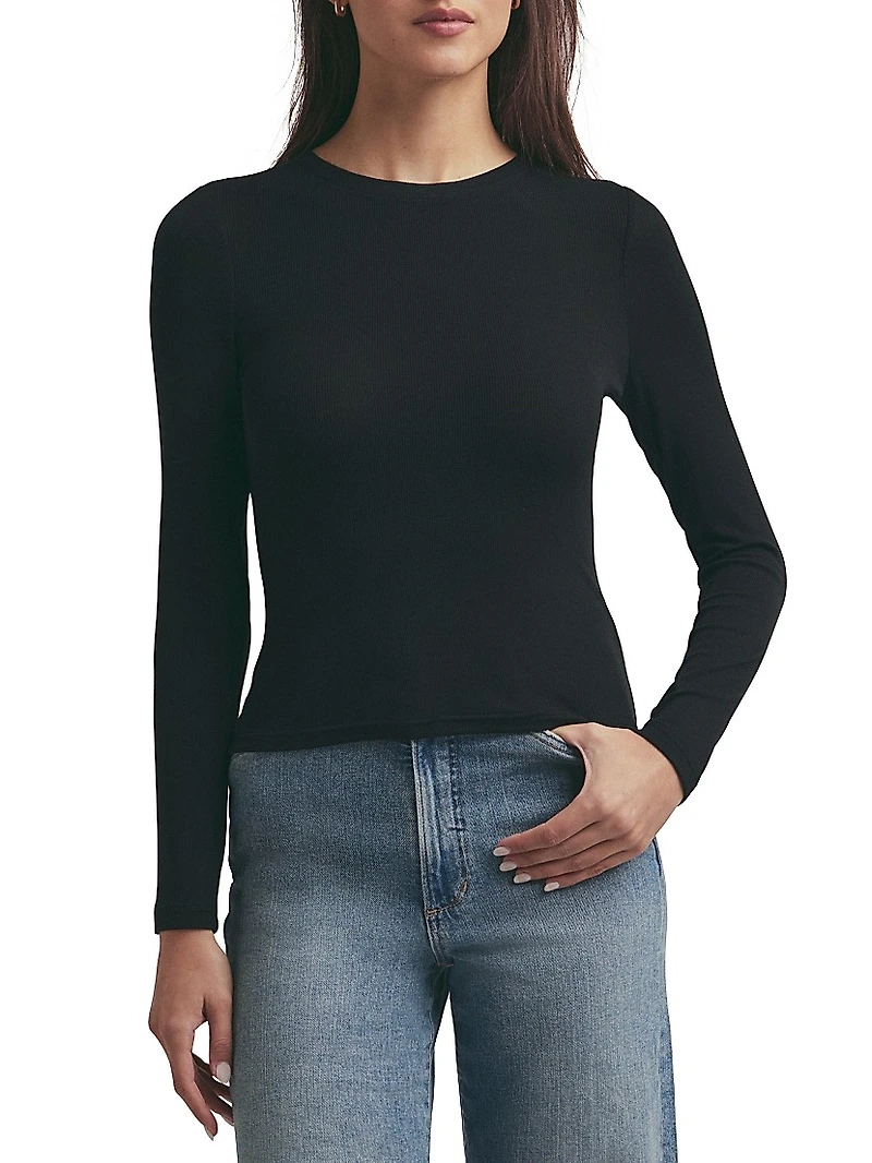 Rib-Knit Long-Sleeve Top
