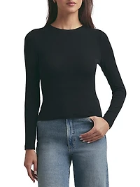 Rib-Knit Long-Sleeve Top