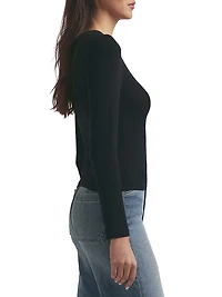 Rib-Knit Long-Sleeve Top