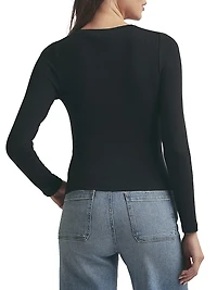 Rib-Knit Long-Sleeve Top