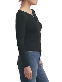 Rib-Knit Henley Top