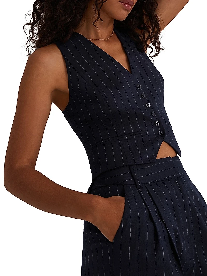 The Favorite Pinstriped Crop Vest