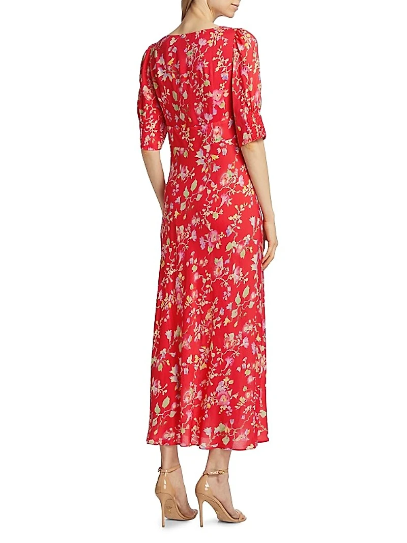 Alida Floral Short-Sleeve Midi-Dress