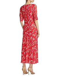 Alida Floral Short-Sleeve Midi-Dress
