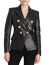 Leather Double-Breasted Blazer