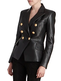Leather Double-Breasted Blazer