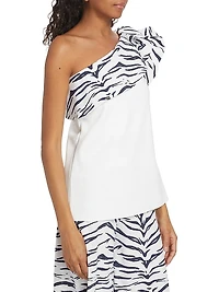 Kikina Zebra Print One-Shoulder Top