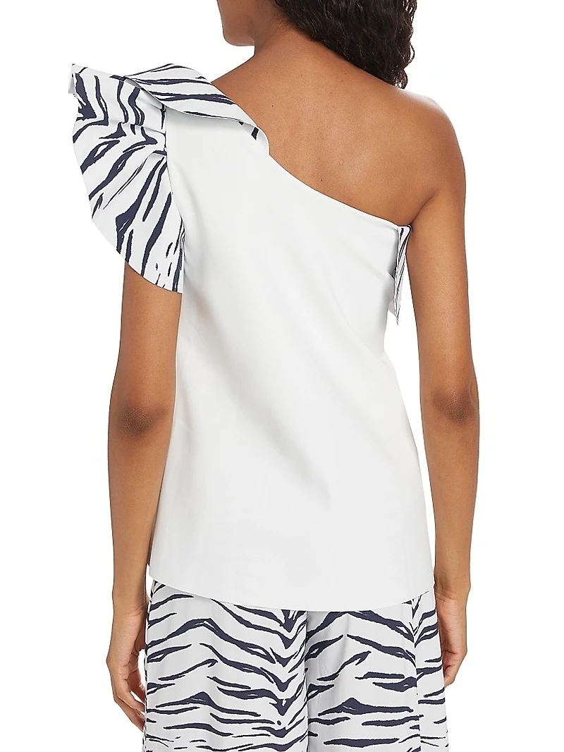 Kikina Zebra Print One-Shoulder Top