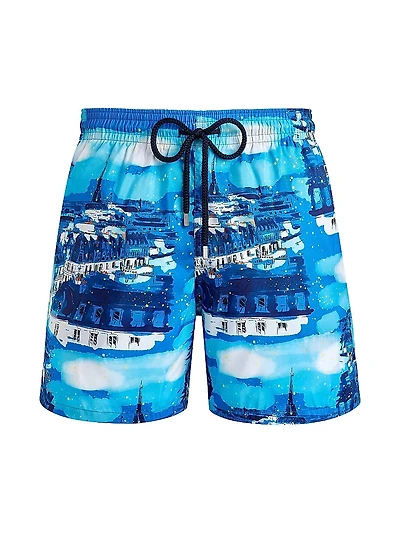Paris Printed Swim Trunks