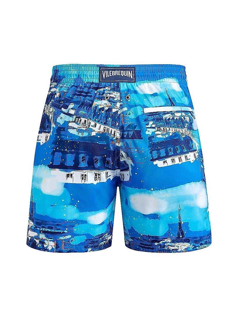 Paris Printed Swim Trunks