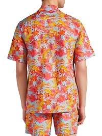 Tahiti Flower Linen Camp Shirt