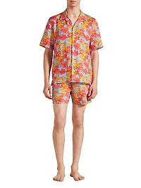 Tahiti Flower Linen Camp Shirt