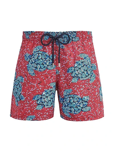 Turtle Sequin Trompe L'oeil Swim Trunks