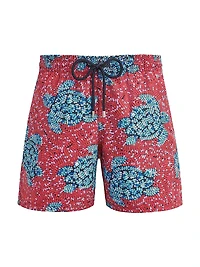 Turtle Sequin Trompe L'oeil Swim Trunks