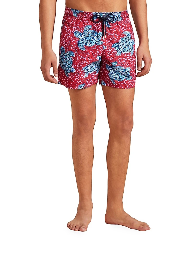 Turtle Sequin Trompe L'oeil Swim Trunks