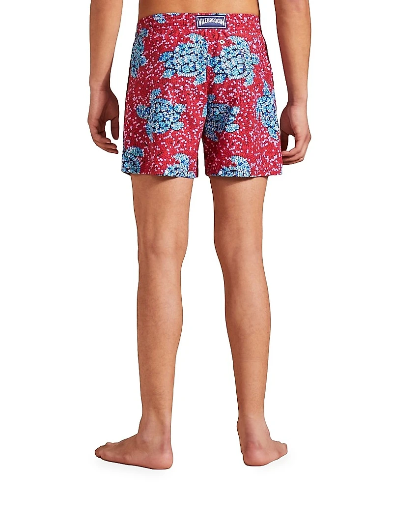 Turtle Sequin Trompe L'oeil Swim Trunks
