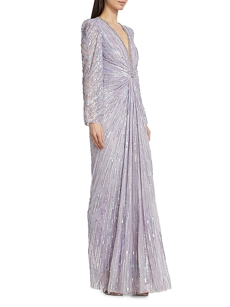 Darcy Beaded Tulle Column Gown