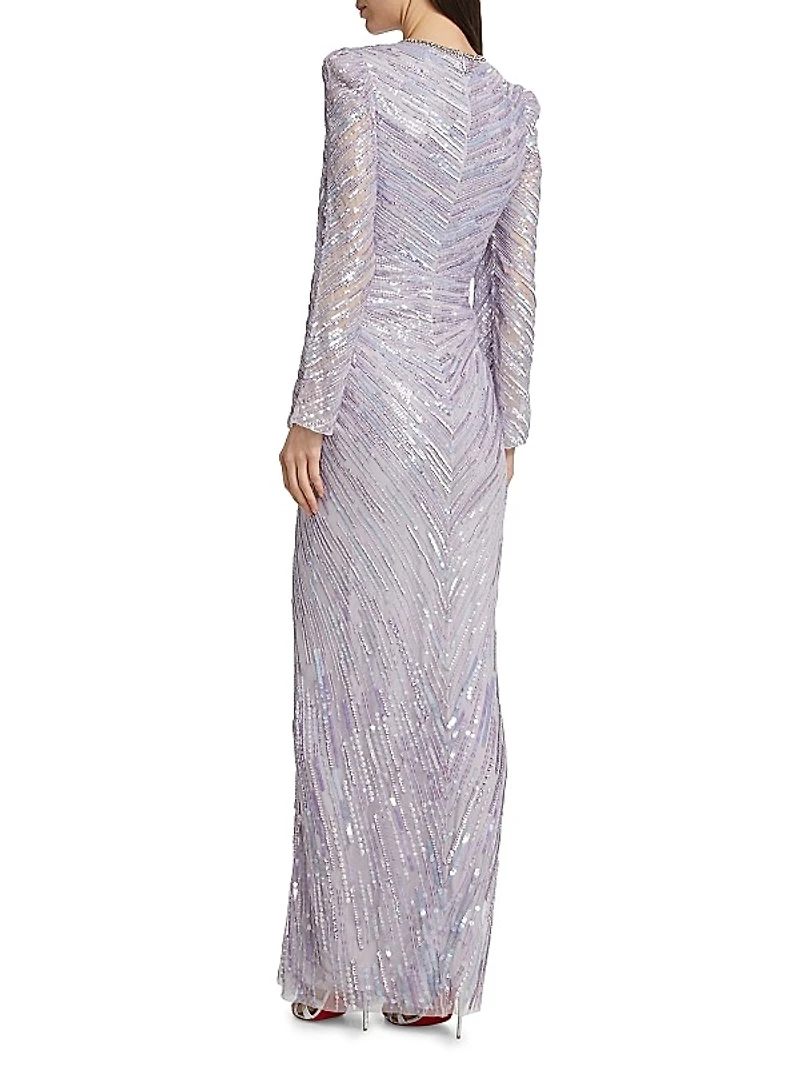 Darcy Beaded Tulle Column Gown