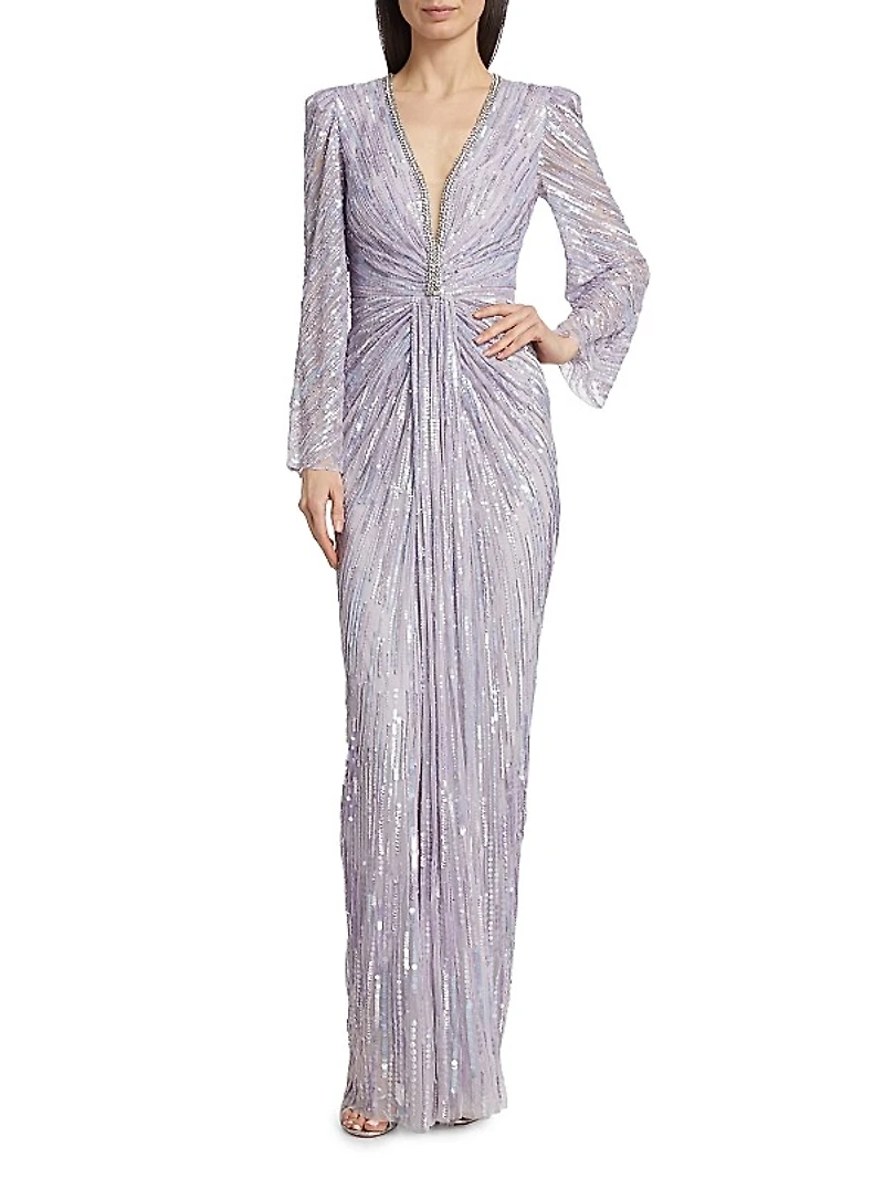 Darcy Beaded Tulle Column Gown