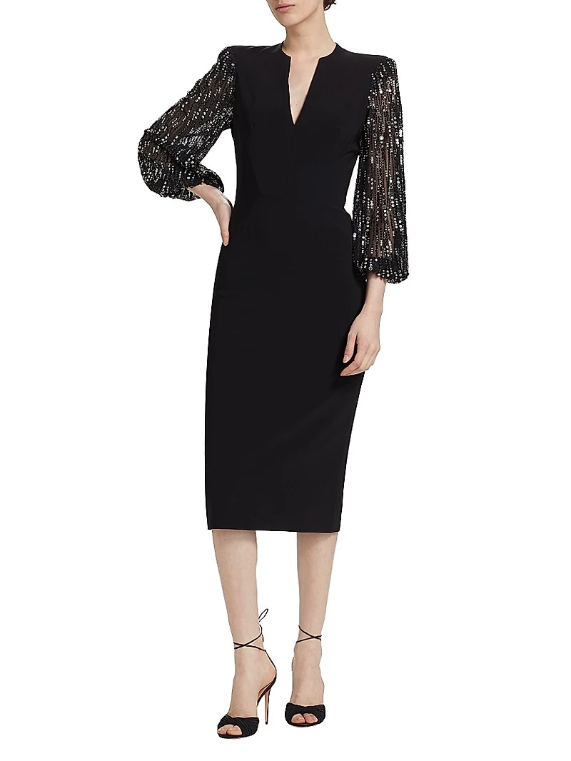 The Swan Embellished-Sleeve Cocktail Dress