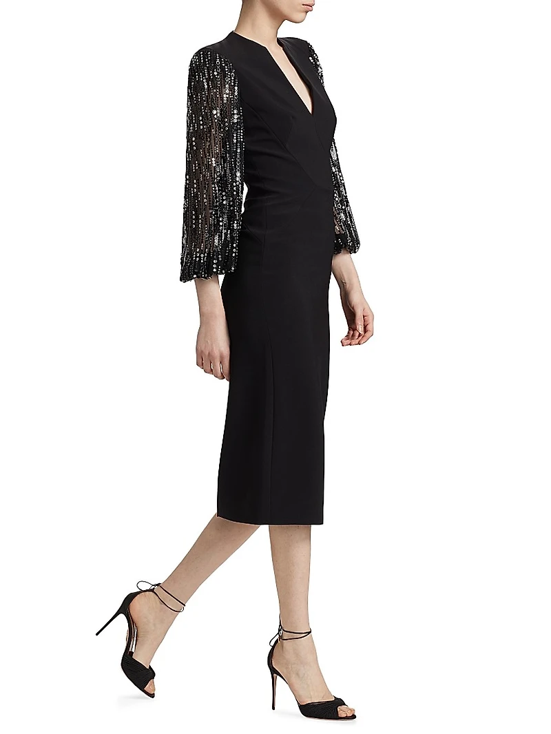 The Swan Embellished-Sleeve Cocktail Dress