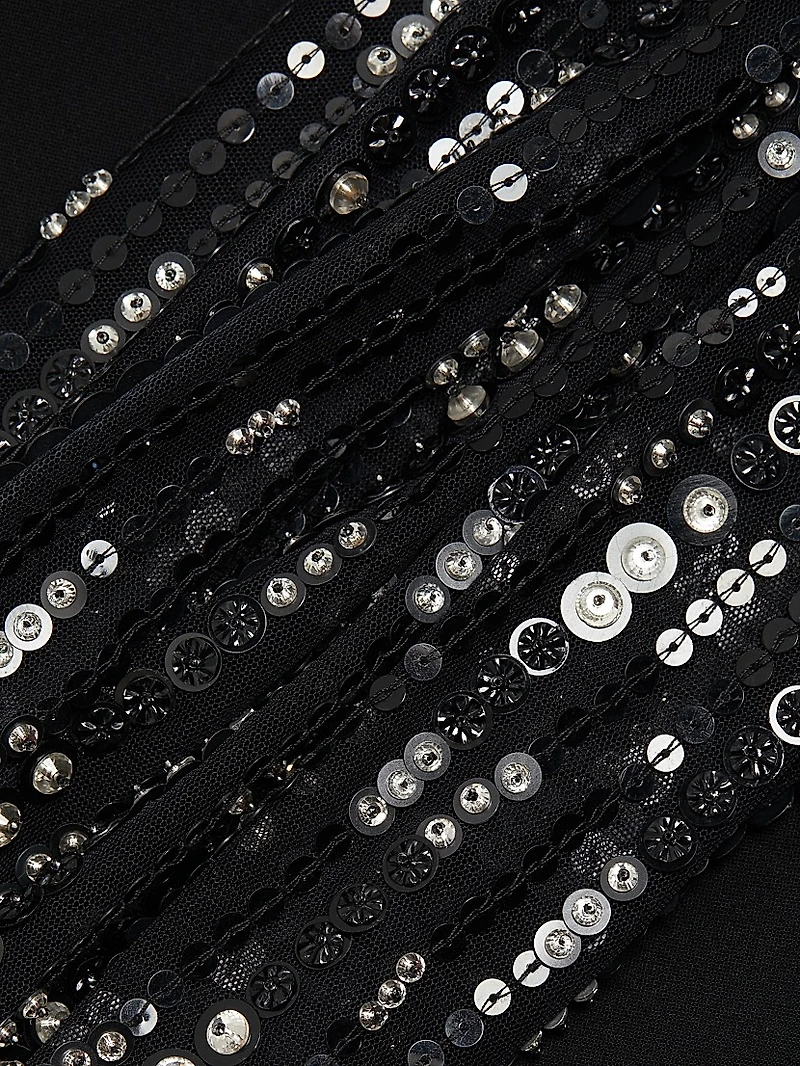 The Swan Embellished-Sleeve Cocktail Dress