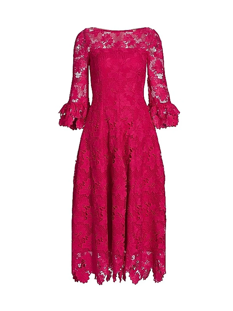 Guipure Lace Cocktail Midi-Dress