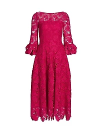 Guipure Lace Cocktail Midi-Dress