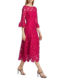 Guipure Lace Cocktail Midi-Dress