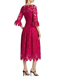 Guipure Lace Cocktail Midi-Dress