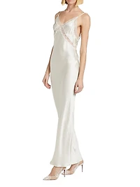 Lace-Inset Silk Slipdress