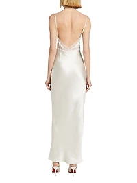 Lace-Inset Silk Slipdress