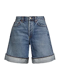 Dame High-Rise Cuffed Denim Shorts