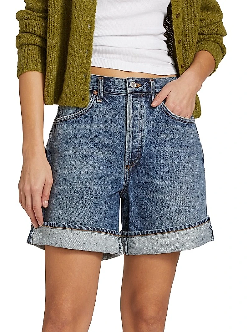 Dame High-Rise Cuffed Denim Shorts