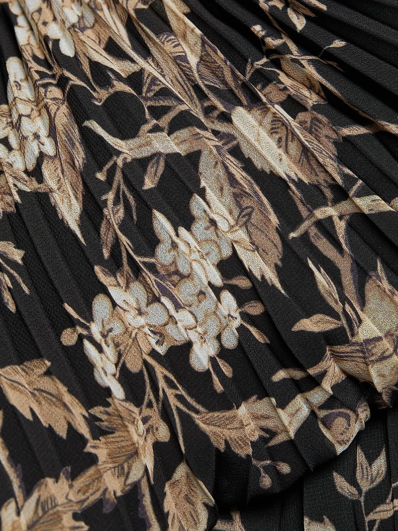 Sunray Pleated Long-Sleeve Maxi Dress