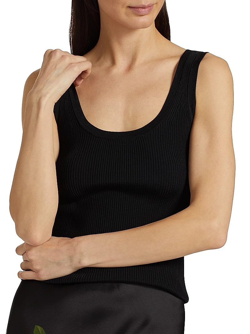 Rib-Knit Scoop Neck Tank Top