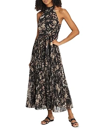 Sunray Picnic Floral Pleated Maxi Dress