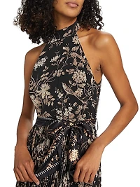 Sunray Picnic Floral Pleated Maxi Dress