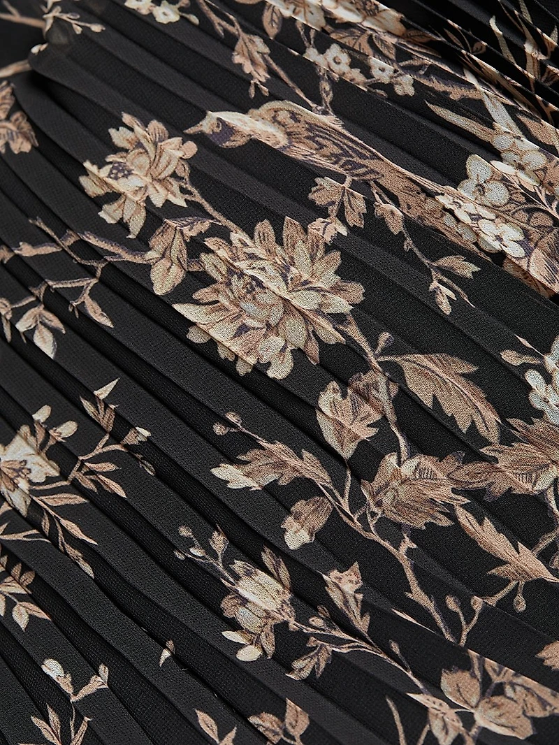 Sunray Picnic Floral Pleated Maxi Dress